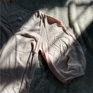 Velvet by Graham + Spencer for Anthropologie Blush V-Neck Puff Sleeve Top